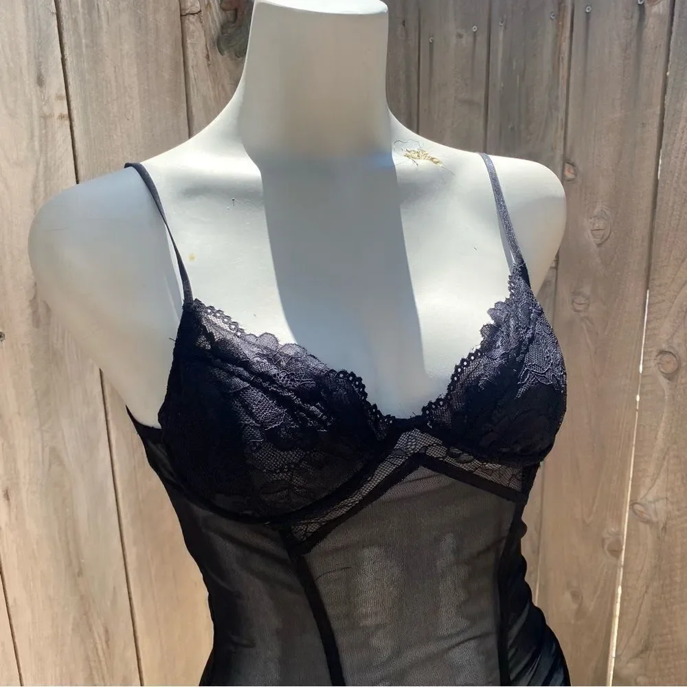 I AM GIA Black Sheer Lace CORSET top size medium